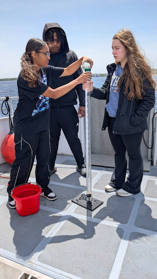 Battle Creek biology students on deck